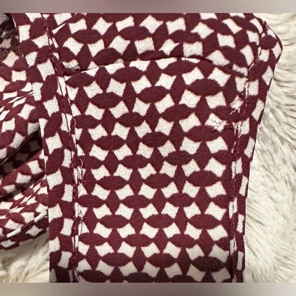 LOFT Maroon Red and White Patterned Tank Top - Picture 7 of 7